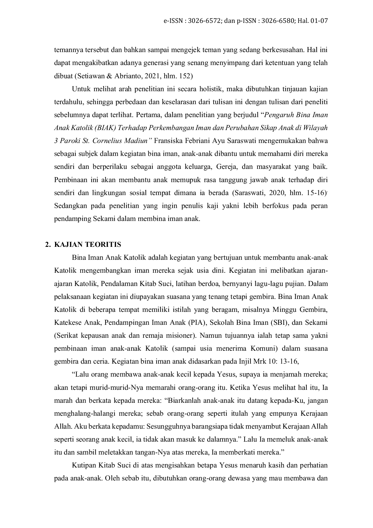 JURIS Peran Pendamping SEKAMI dalam Membina Iman Anak di Stasi Santo Romanus Sifaoroasi Lolohowa