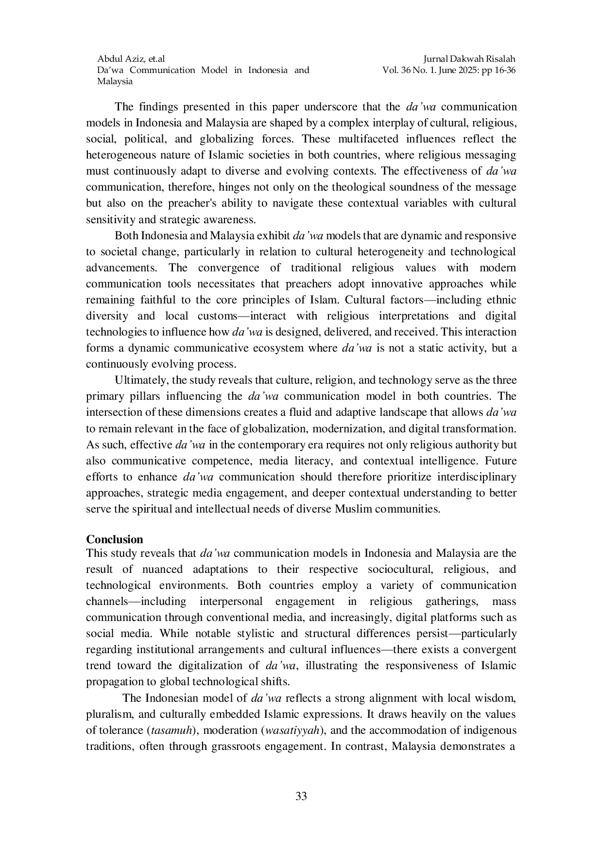 JURIS Da wa Communication Model in Indonesia and Malaysia