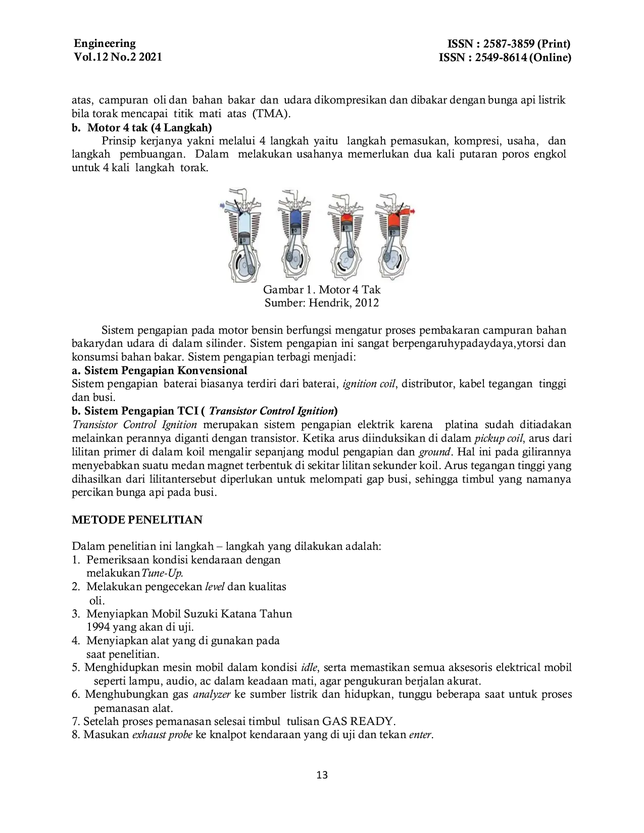 JURIS Dampak Transistor Control Ignition Terhadap Emisi Gas Buang Mobil Suzuki Katana