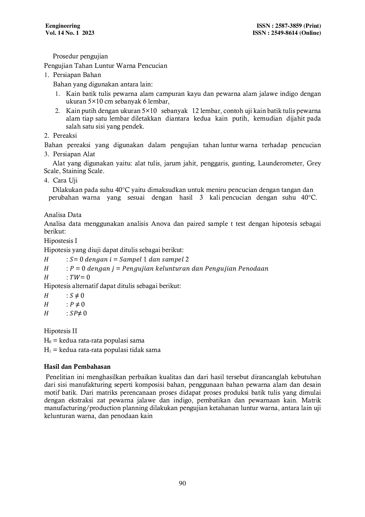 JURIS Desain Ekperimen Faktorial Pengaruh Ketahanan Luntur Terhadap Kualitas Batik Tulis Alam