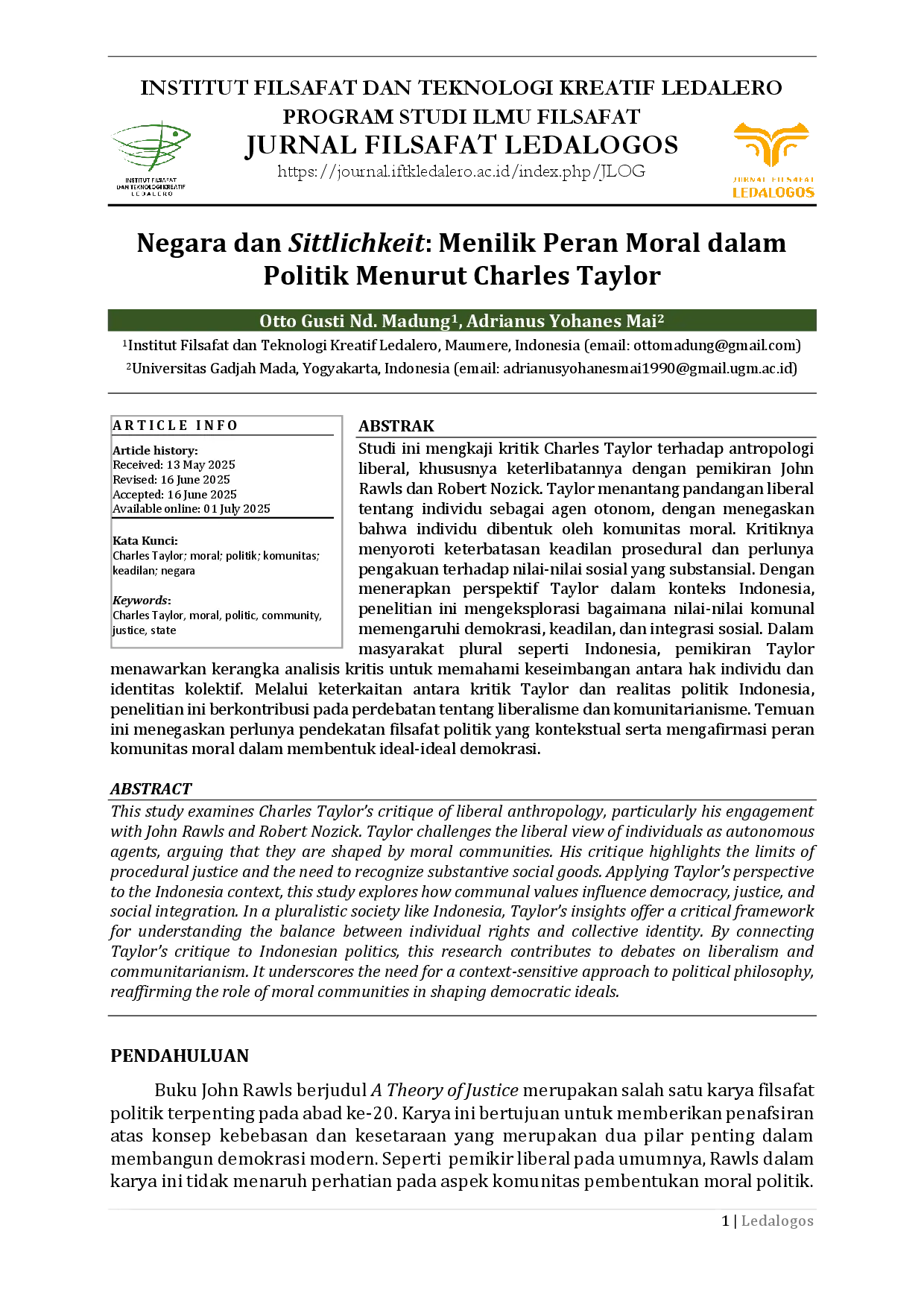 juris Negara dan Sittlichkeit Menilik Peran Moral dalam Politik Menurut Charles Taylor