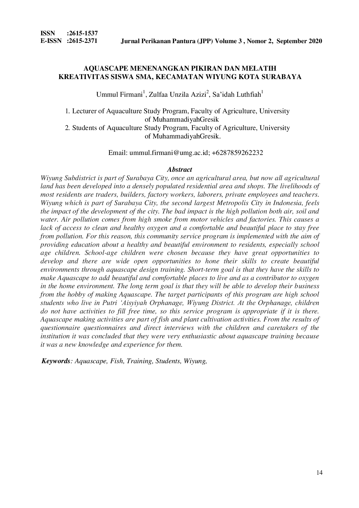 JURIS Aquascape Menenangkan Pikiran dan Melatih Kreativitas Siswa SMA Kecamatan Wiyung Kota Surabaya