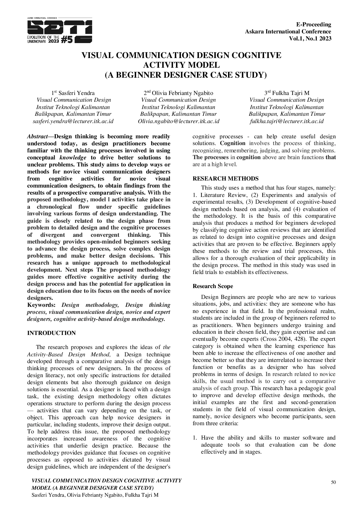 JURIS Visual Communication Design Cognitive Activity Model A Beginner Designer Case Study