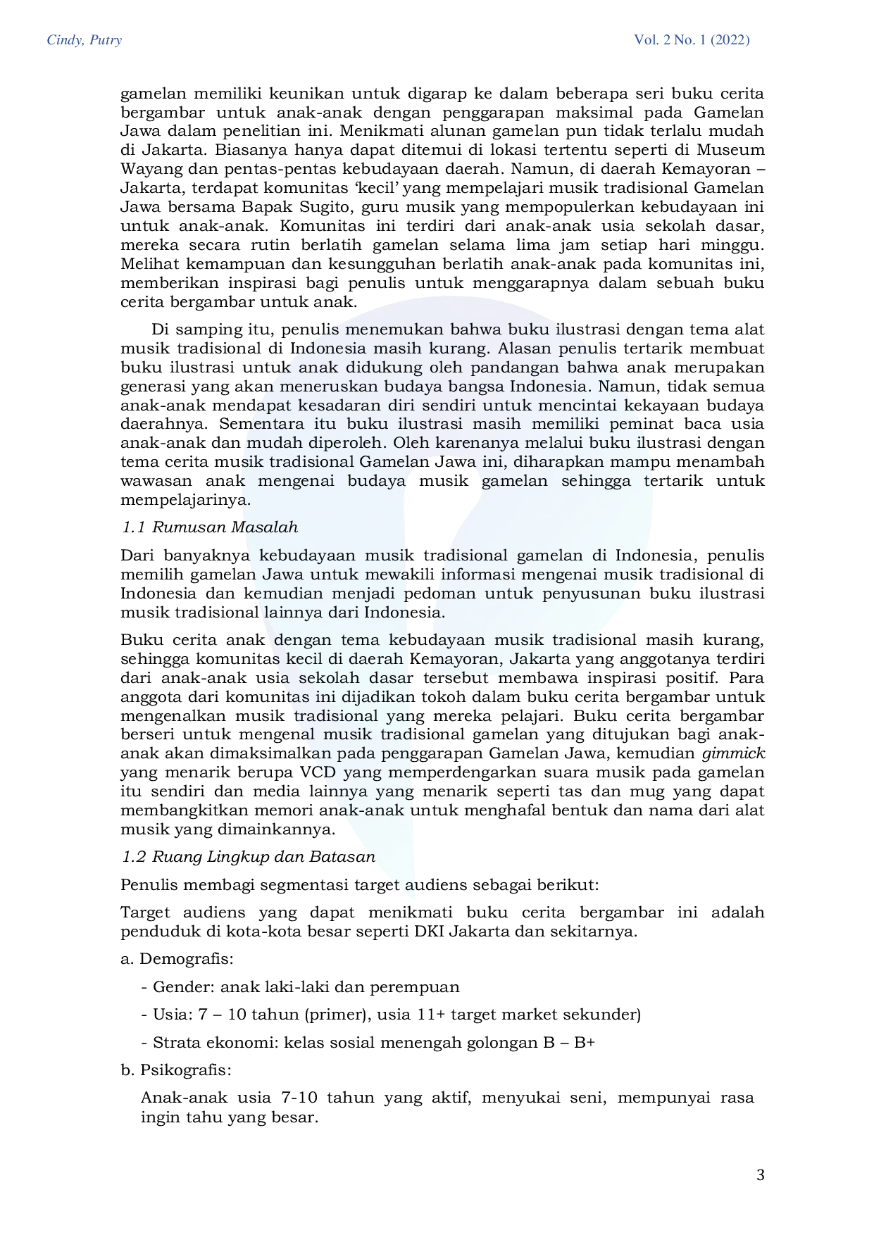 JURIS Rancangan Buku Cerita Untuk Anak Mengenal Gamelan Jawa