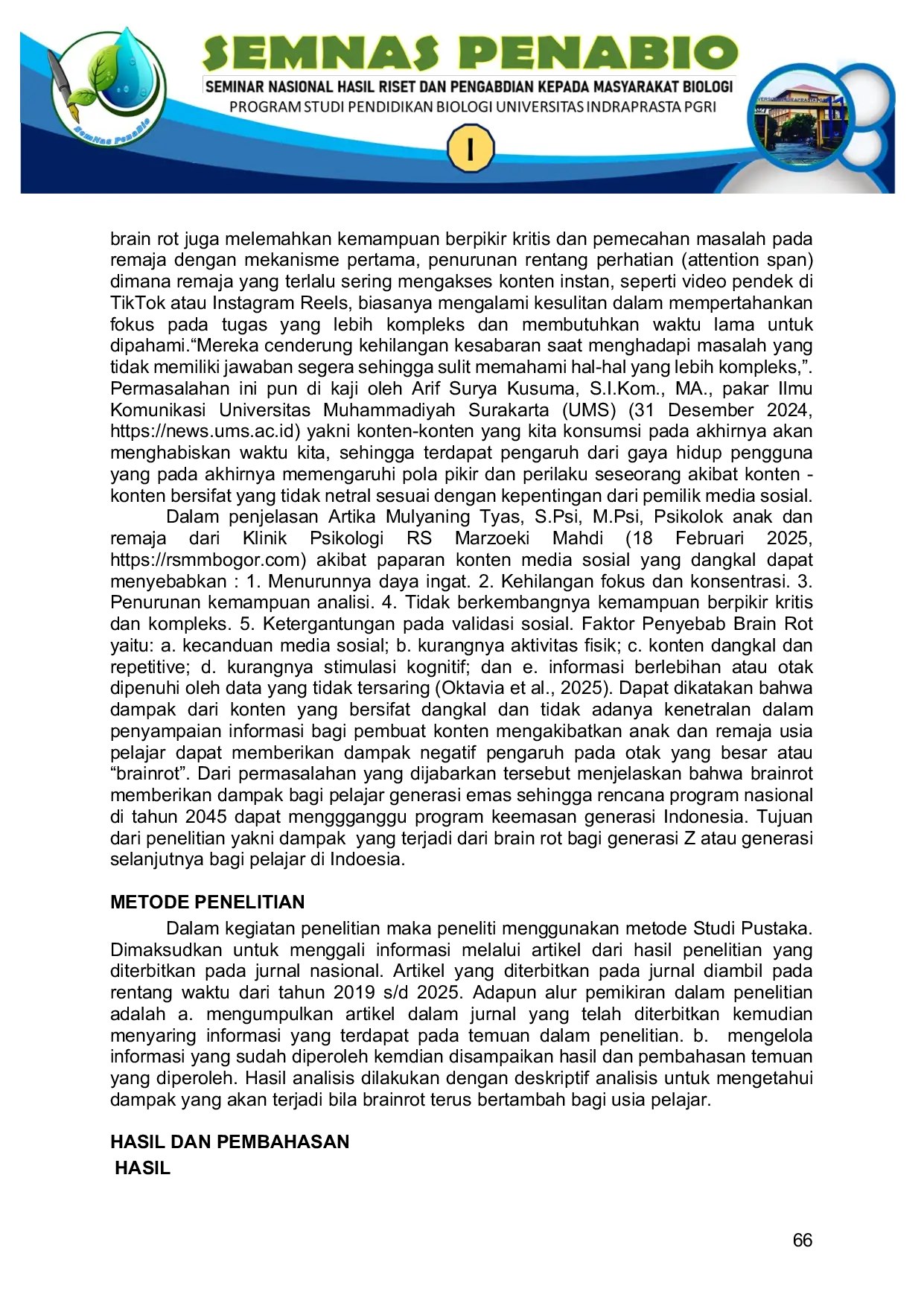 JURIS Brain Rot Dampak Dan Solusi Pada Pelajar Indonesia Di Generasi Emas 2045