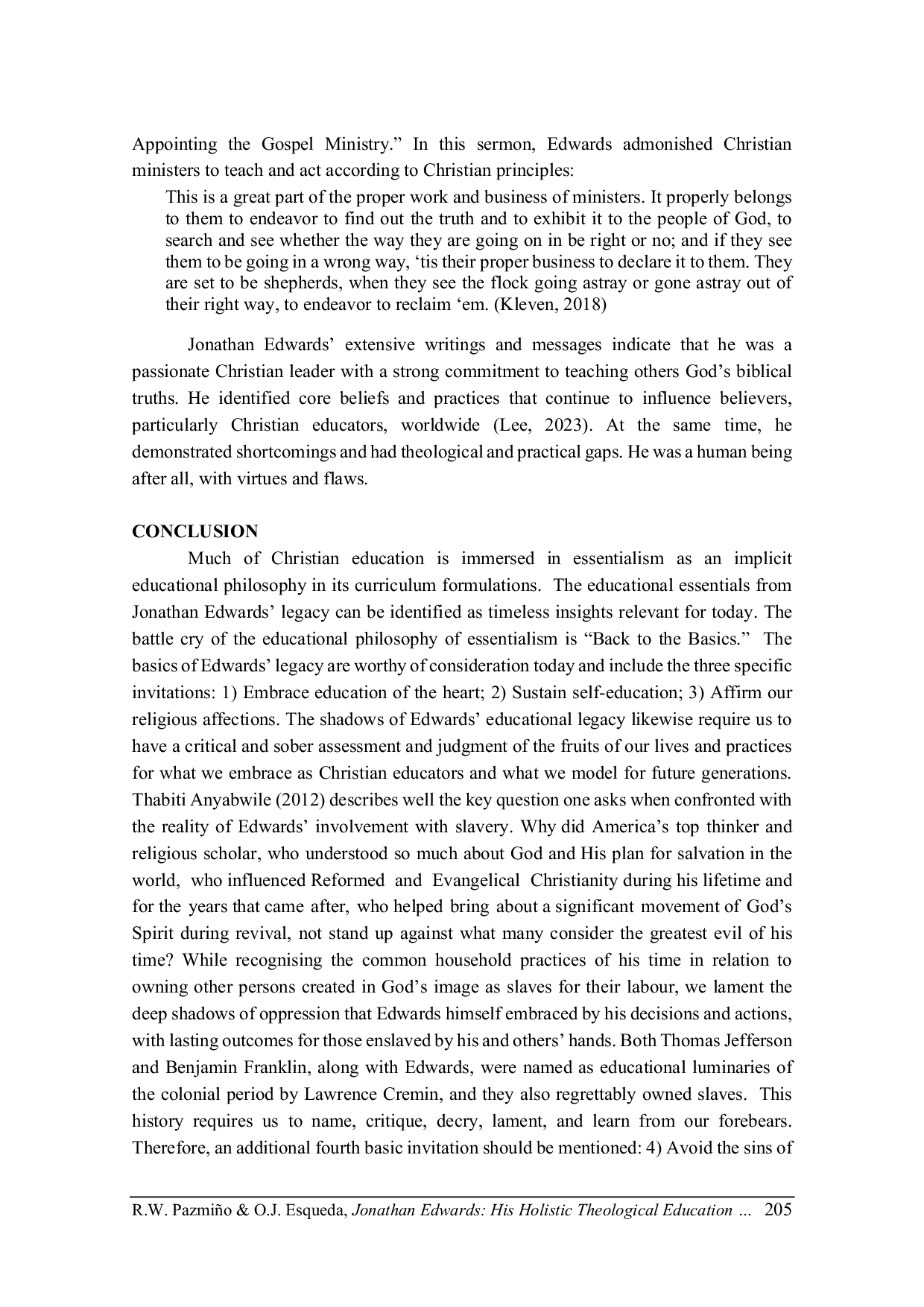 JURIS Jonathan Edwards His Holistic Theological Education Legacy of Lights and Shadows