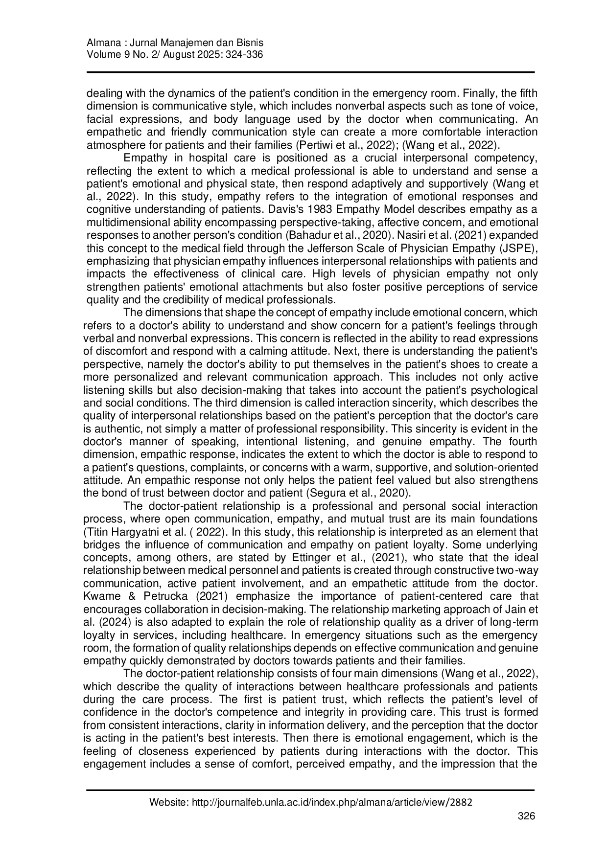 JURIS The Role of Communication and Empathy in Building Emergency Patient Loyalty A Mediation Study of Doctor Patient Relationships