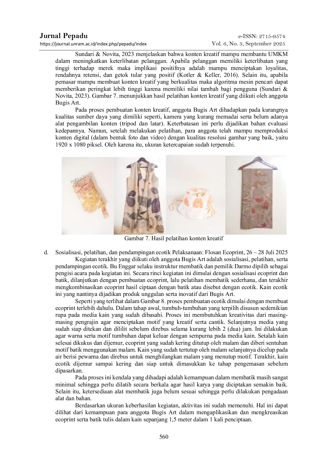 JURIS Inovasi Ecotik Dan Strategi Transformasi Digital Untuk Keberlanjutan Bisnis Umkm Program Pemberdayaan Masyarakat Pada Kelompok Pengrajin Ecoprint Bugis Art Bugisan Klaten