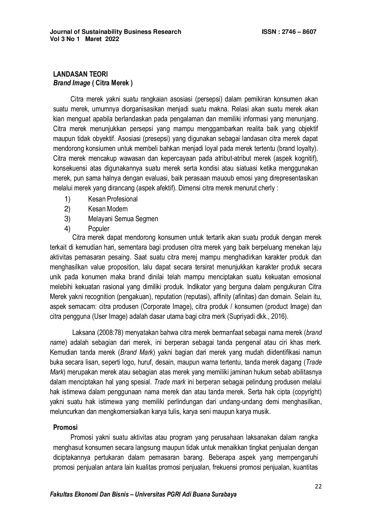 JURIS Pengaruh Brand Image dan Promosi terhadap Keputusan Pembelian Mie Sedap Goreng Korean Spicy Chicken di Kelurahan Menanggal Surabaya