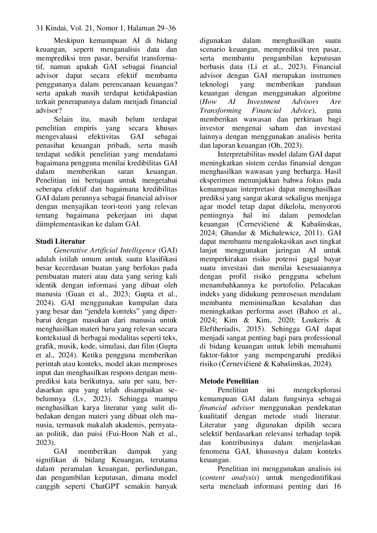 JURIS Generative Artificial Intelligence Sebagai Penasihat Keuangan Pribadi