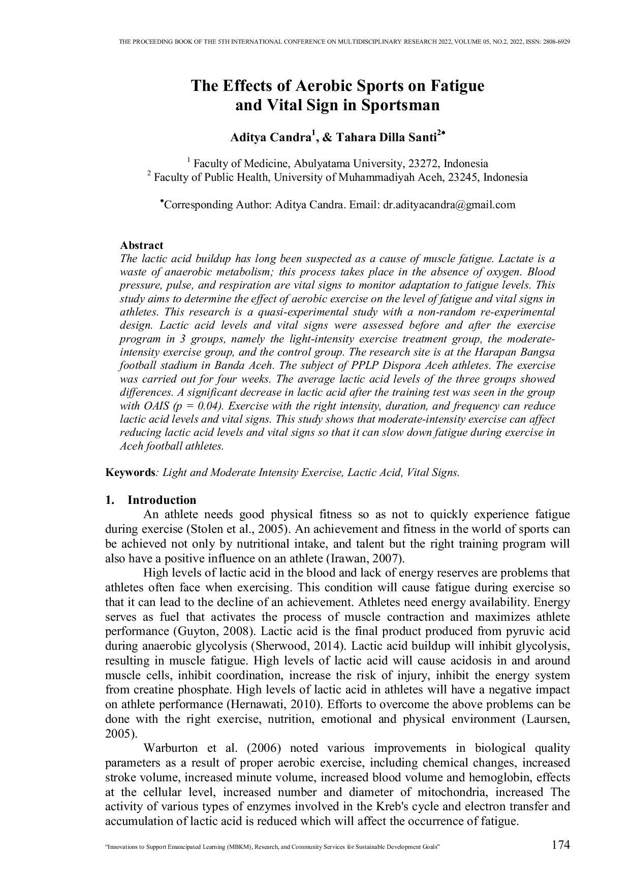 JURIS The Effects of Aerobic Sports on Fatigue and Vital Sign in Sportsman