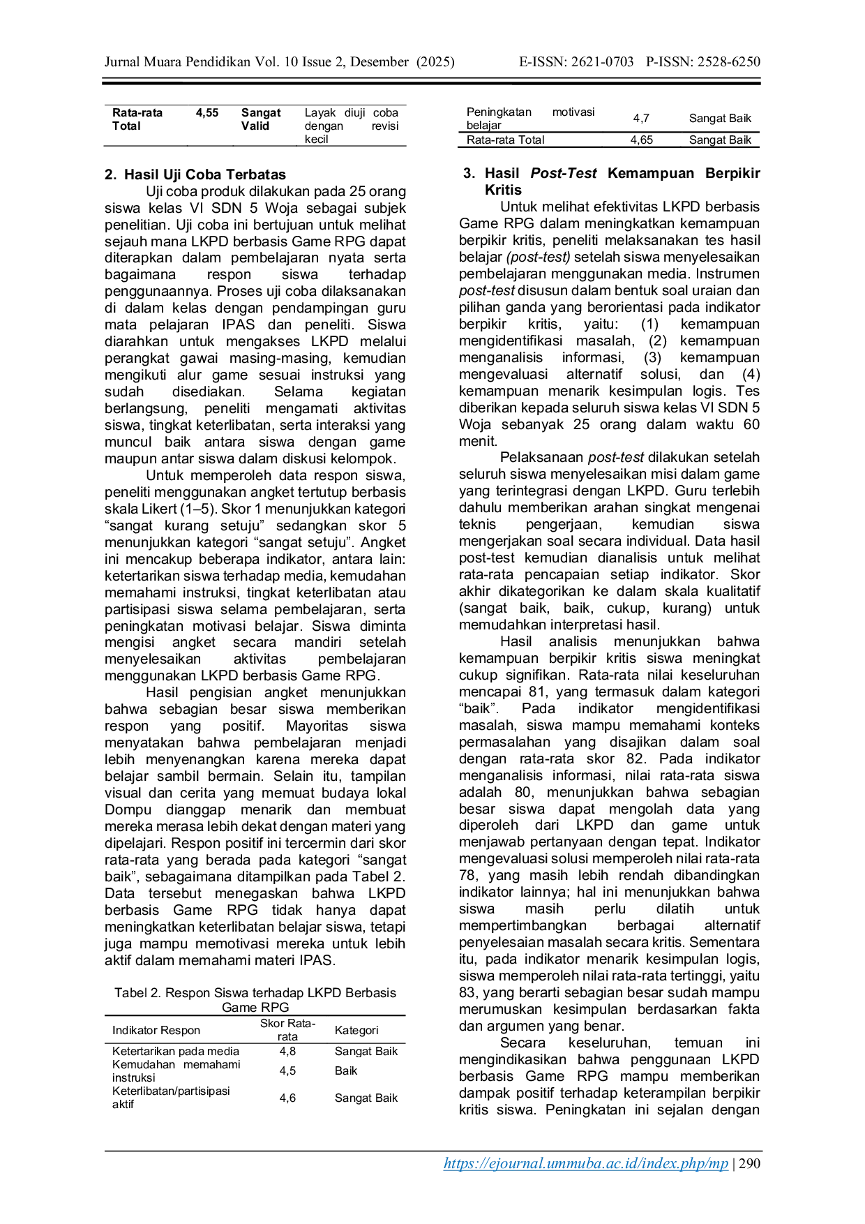 JURIS Pengembangan Lembar Kerja Peserta Didik Bermuatan Budaya Lokal Dompu Berbasis Game