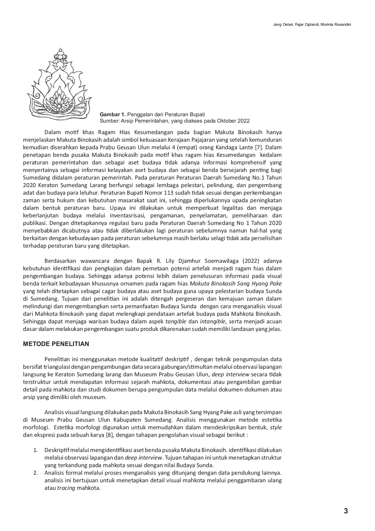 JURIS Analisis Visual Artefak Budaya Makuta Binokasih Sang Hyang Pake