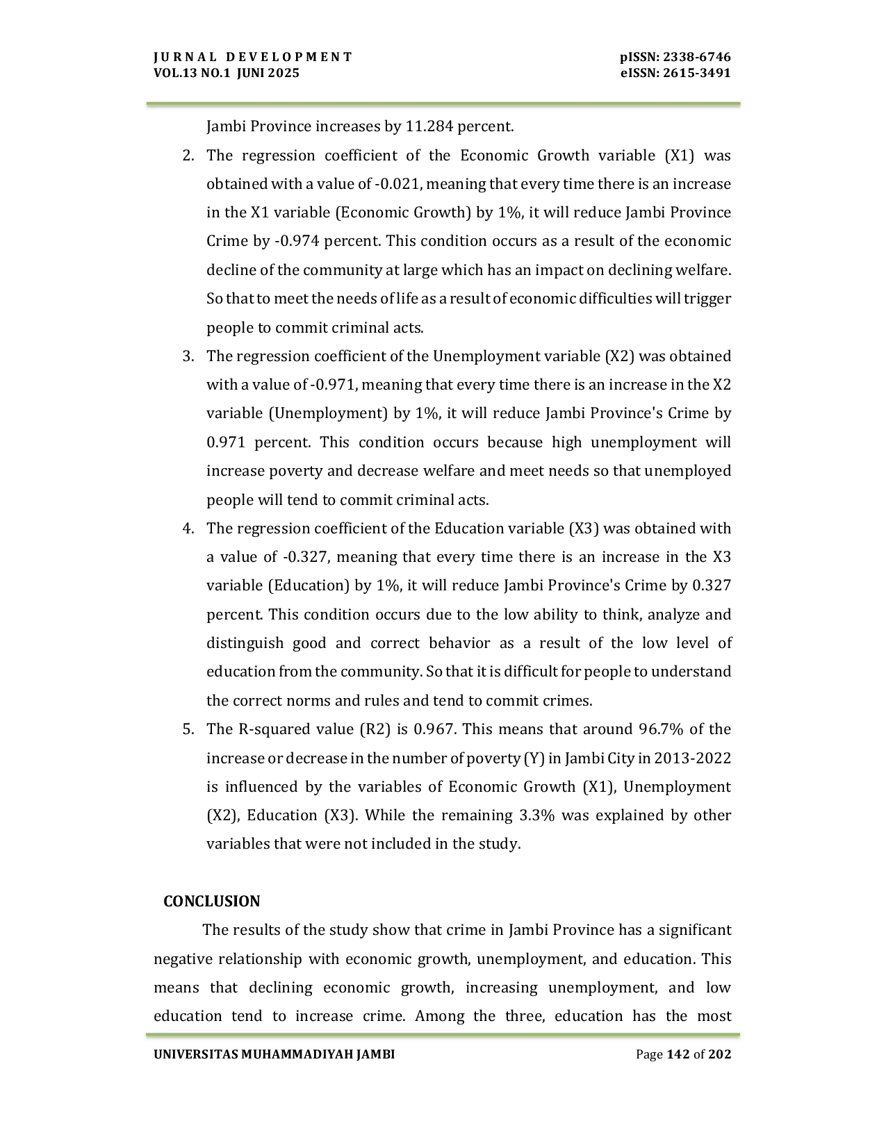 JURIS Analysis Of The Determinants Of Crime In Jambi Province
