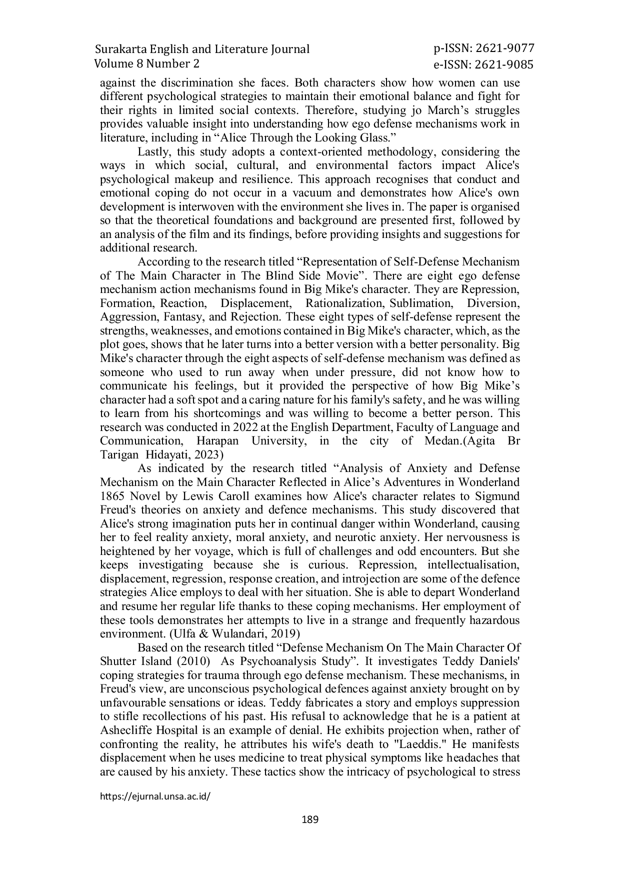 JURIS Psychological Portrait of Alice Ego Defenses in Lewis Carroll s Through the Looking Glass