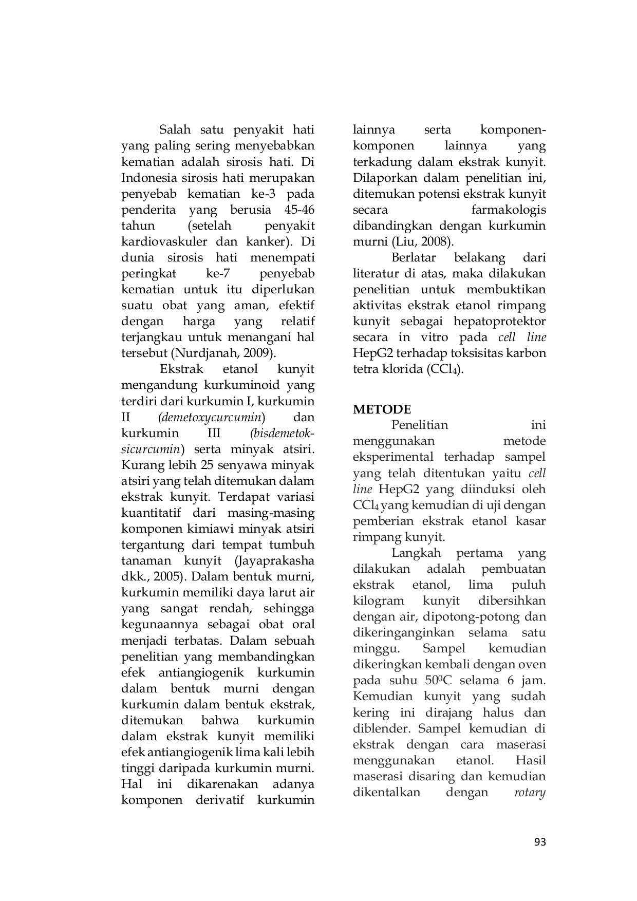 JURIS Efek Hepatoprotektor Ekstrak Etanol Curcuma Longa terhadap Cell Line HepG2