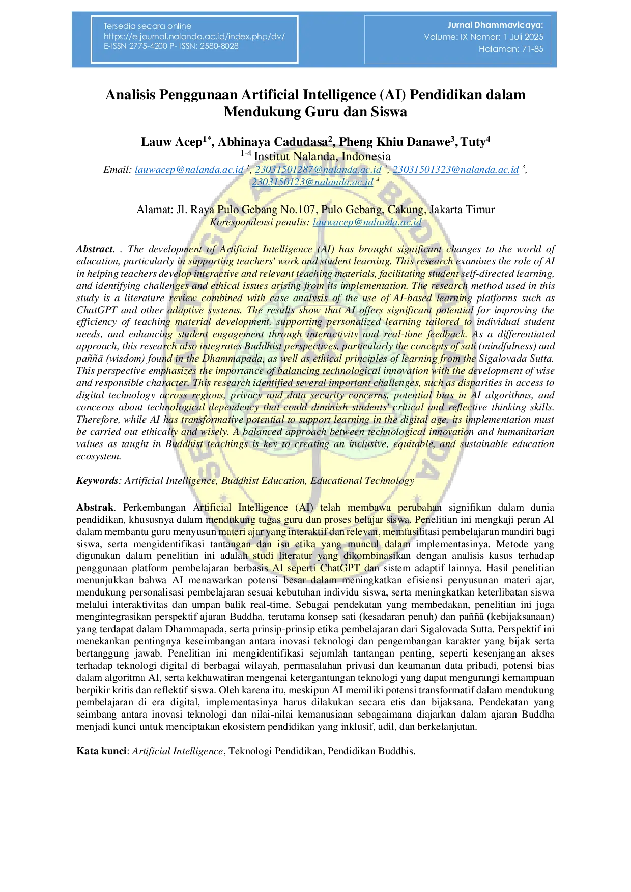 JURIS Analisis Penggunaan Artificial Intelligence AI Pendidikan dalam Mendukung Guru dan Siswa