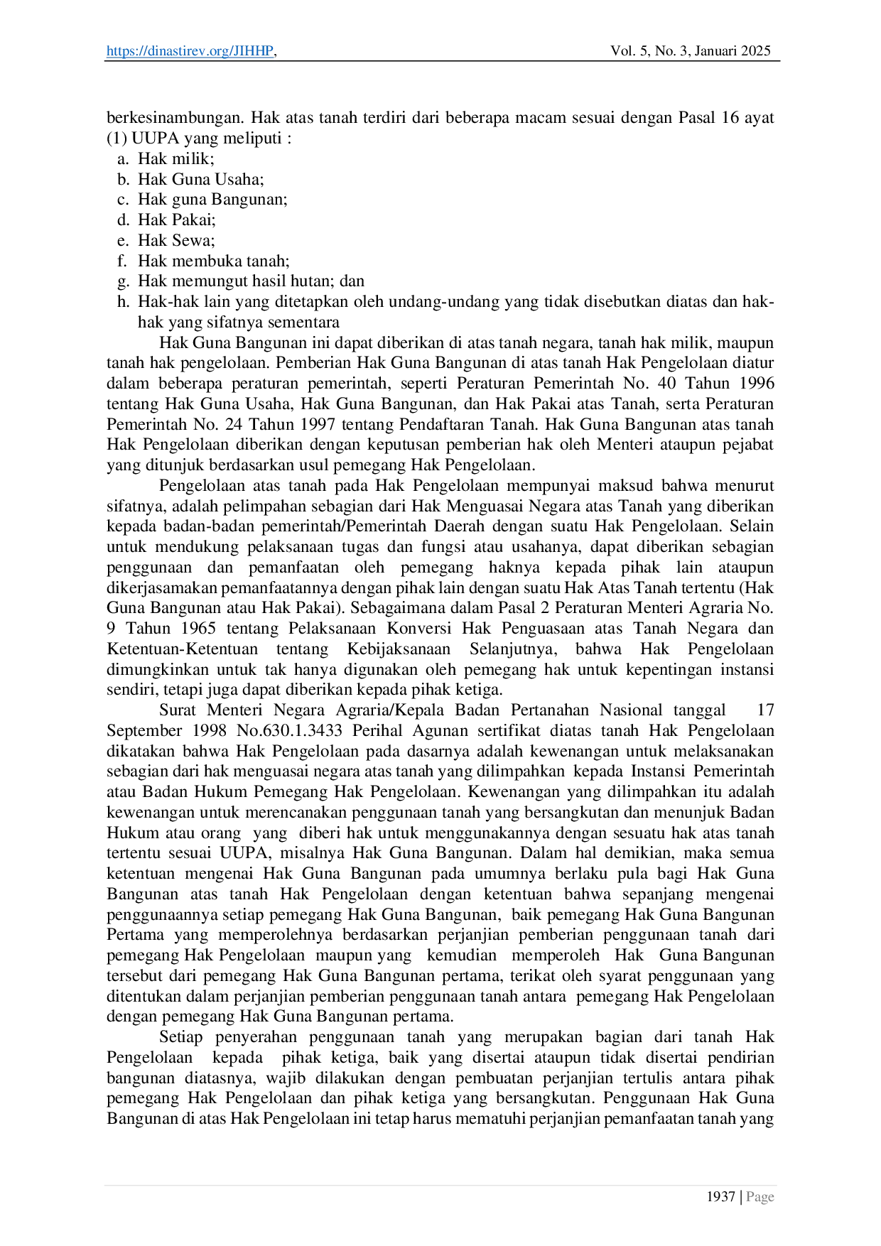 JURIS Perlindungan Hukum Pemegang Hak Guna Bangunan di Atas Hak Pengelolaan