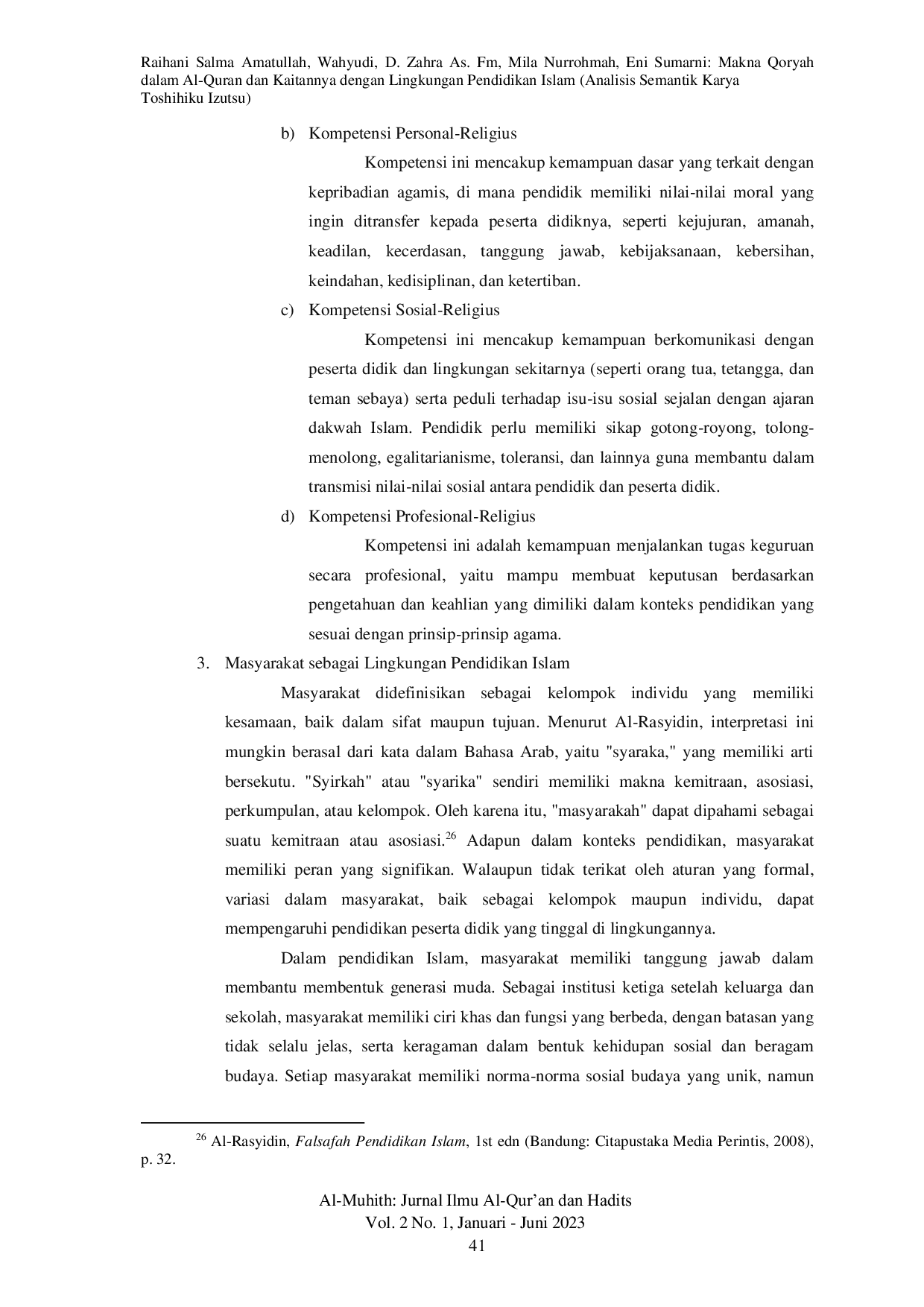 JURIS Makna Qoryah dalam Al Quran dan Kaitannya dengan Lingkungan Pendidikan Islam Analisis Semantik Karya Toshihiku Izutsu