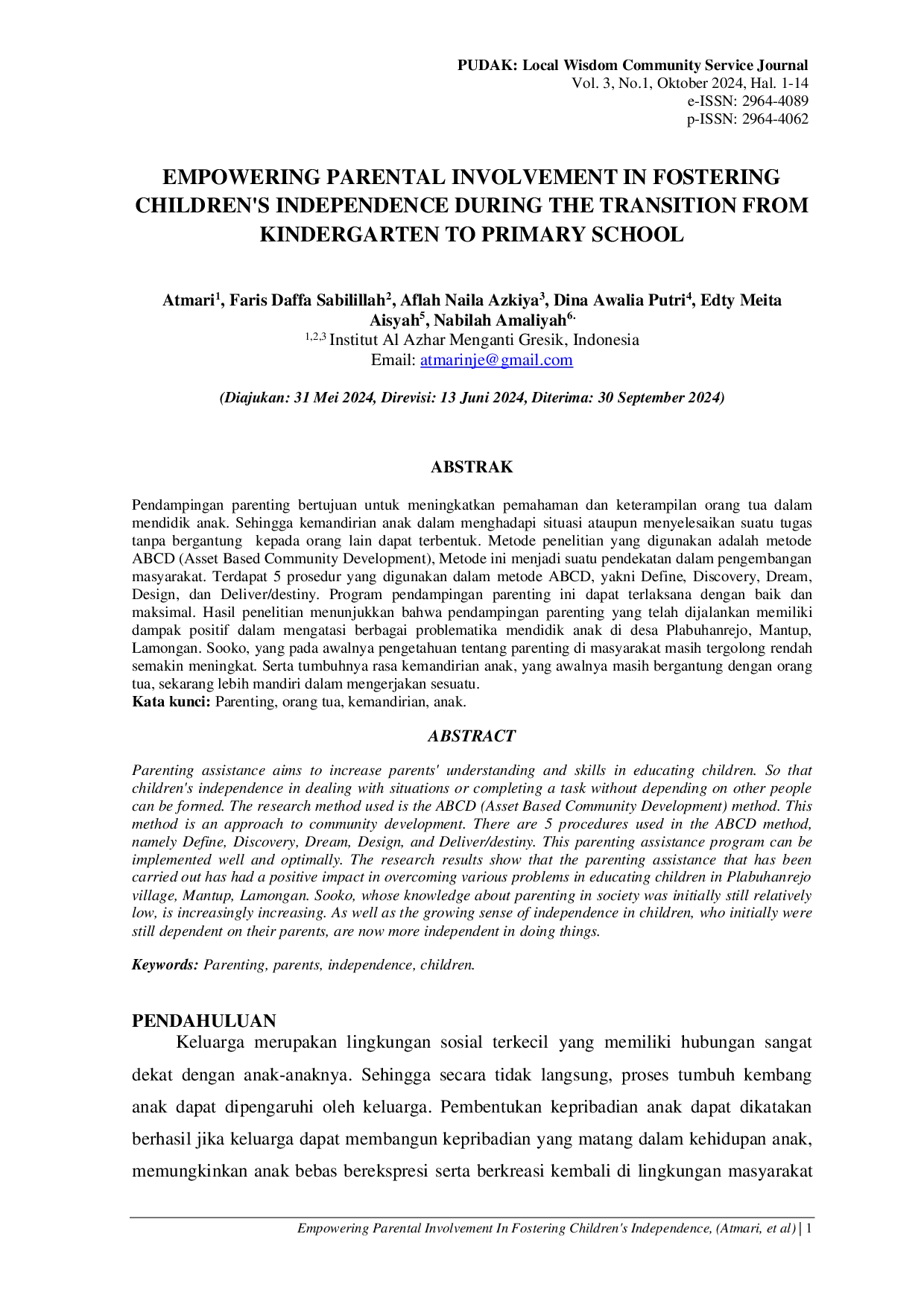 JURIS Empowering Parental Involvement In Fostering Children s Independence