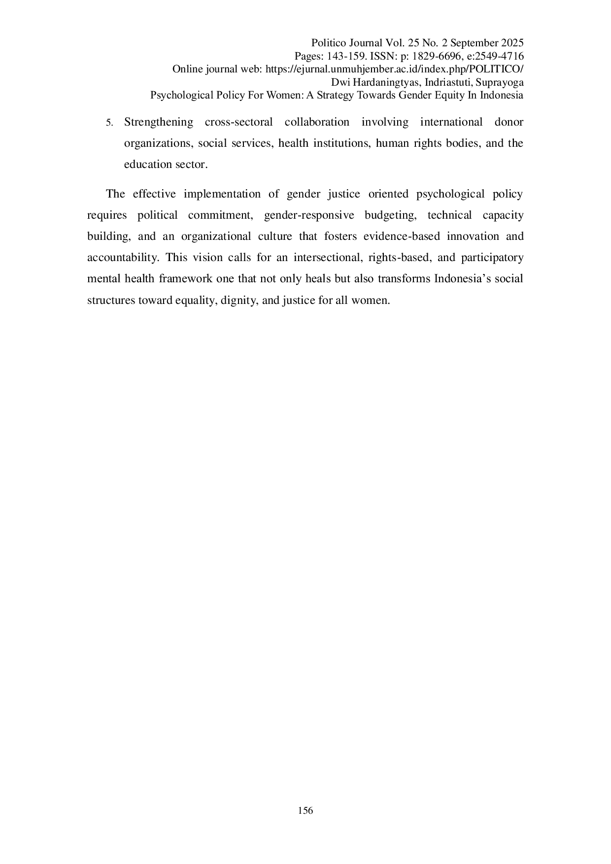 JURIS Psychological Policy For Women A Strategy Towards Gender Equity in Indonesia