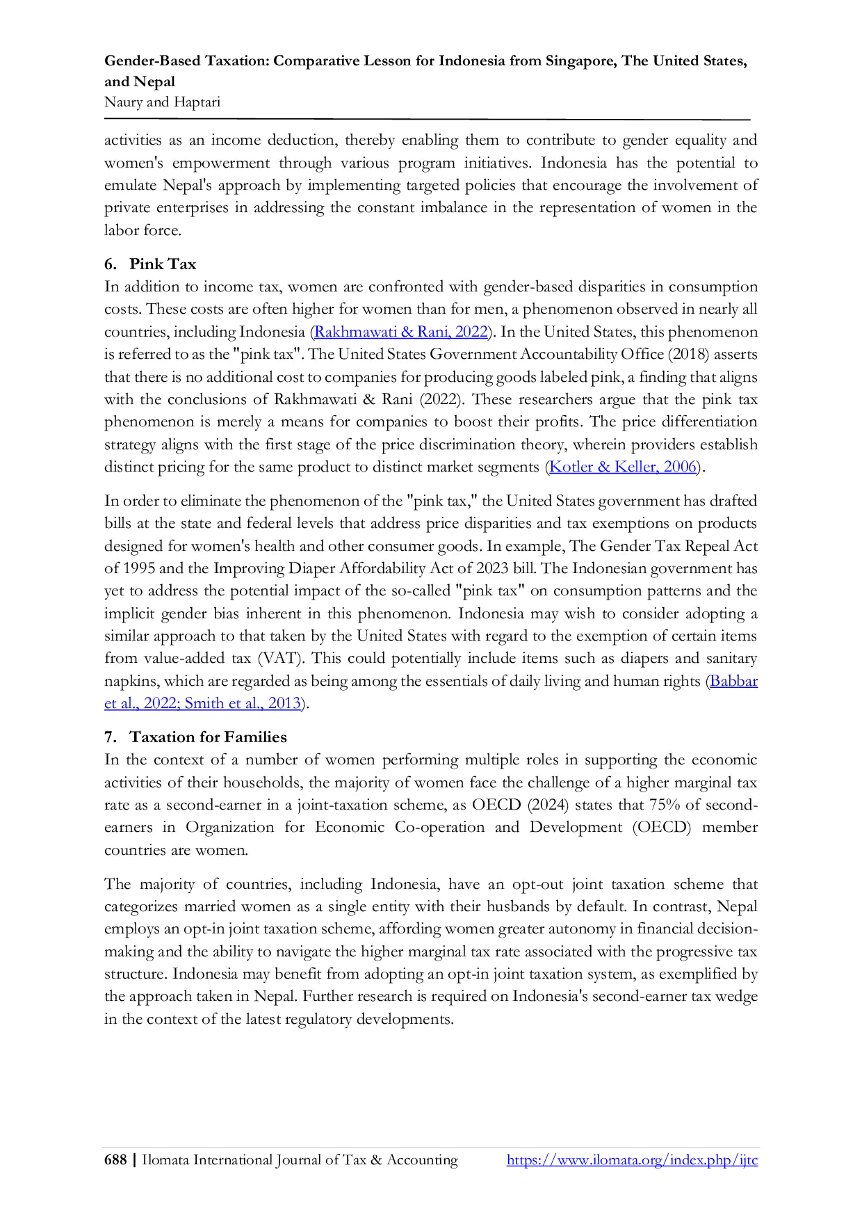 JURIS Gender Based Taxation Comparative Lessons for Indonesia from Singapore The United States and Nepal