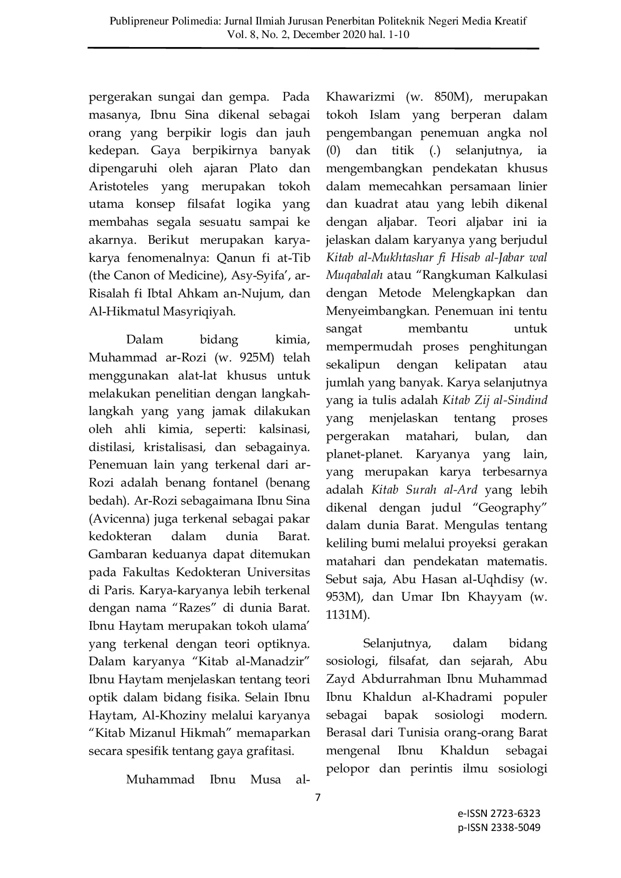 JURIS Islamic Contributions in the Fields of Art and Science