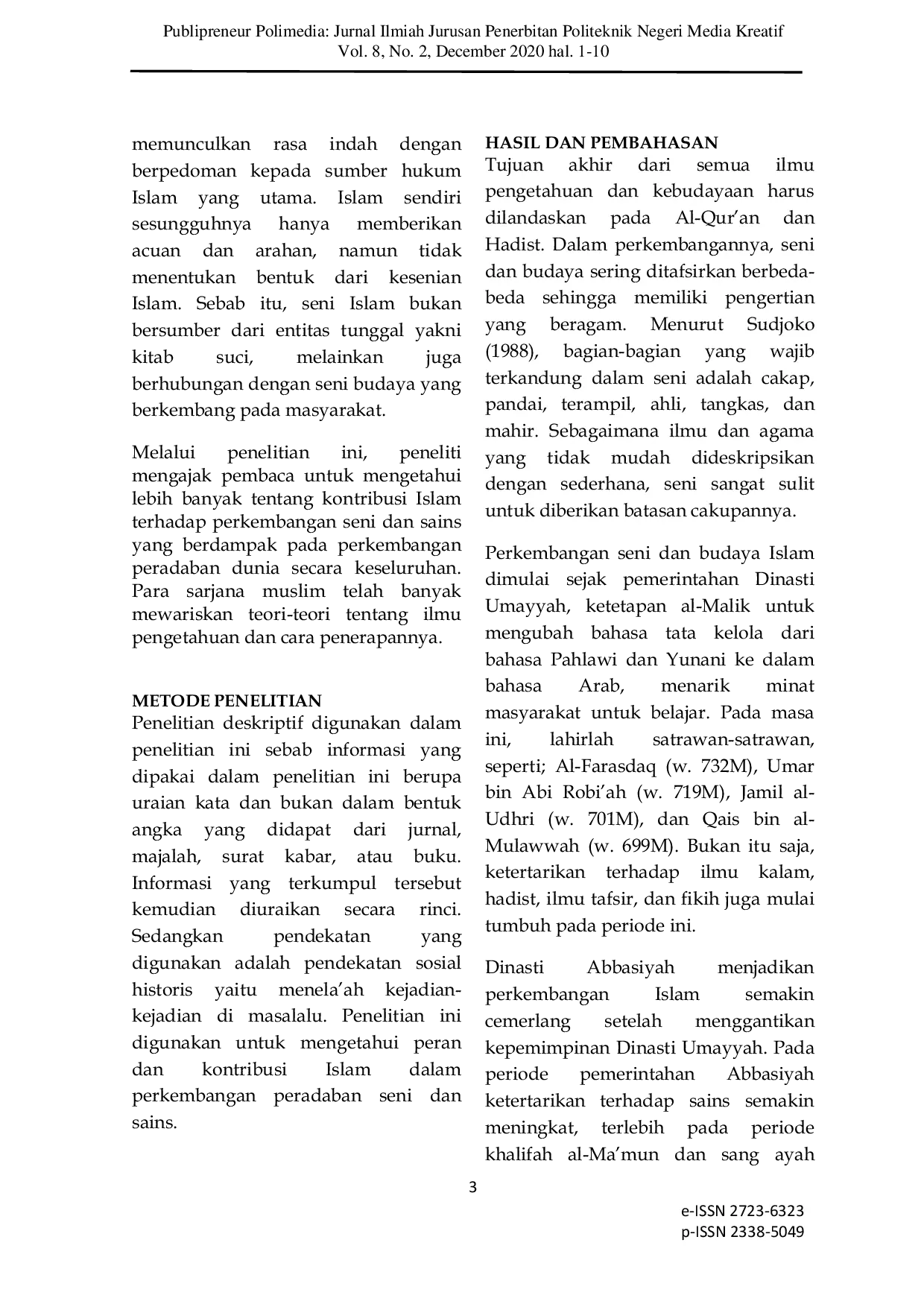 JURIS Islamic Contributions in the Fields of Art and Science