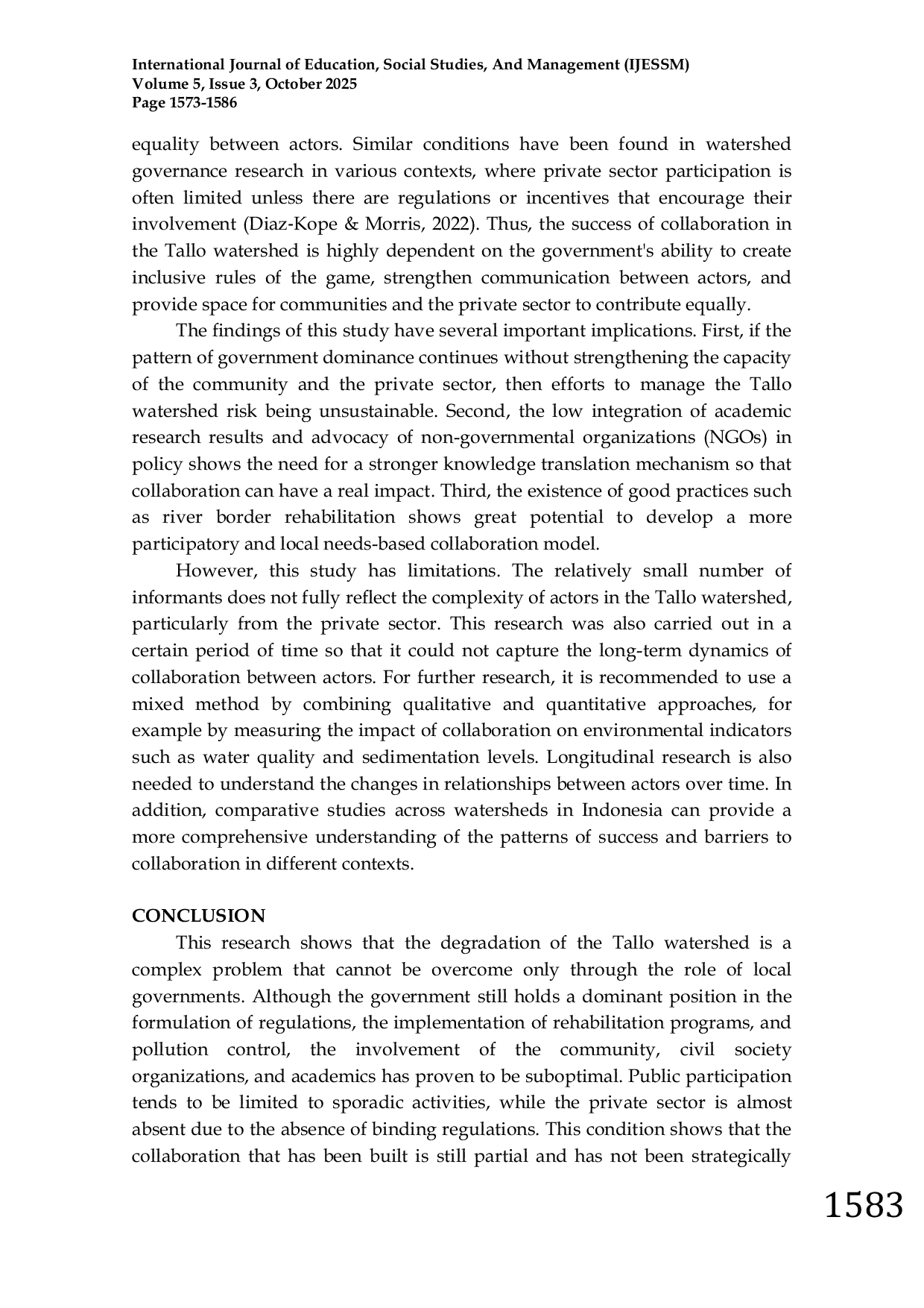 JURIS Exploring Stakeholder Collaboration in Addressing Watershed Degradation