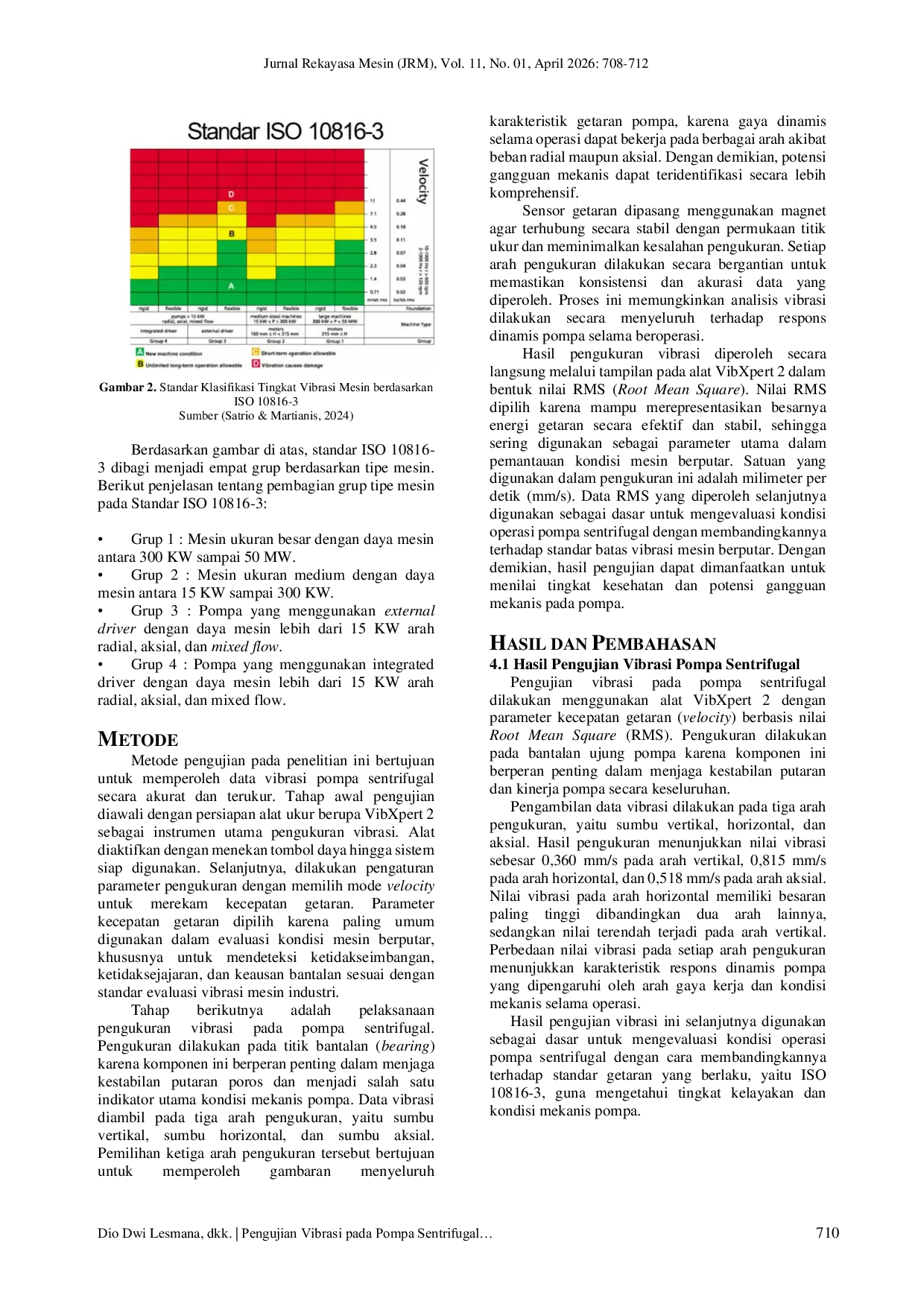 JURIS A Pengujian Vibrasi Pada Pompa Sentrifugal Sebagai Langkah Preventif Untuk Menjaga Stabilitas Kinerja Pompa