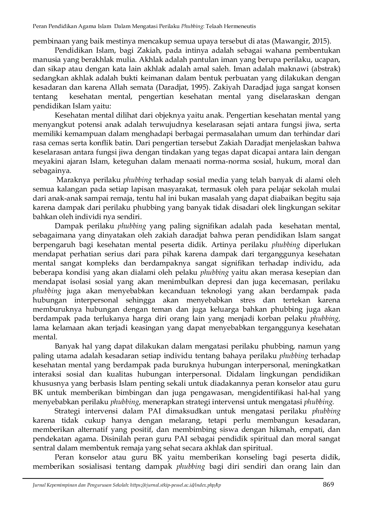 JURIS Peran Pendidikan Agama Islam Dalam Mengatasi Perilaku Phubbing Telaah Hermeneutis