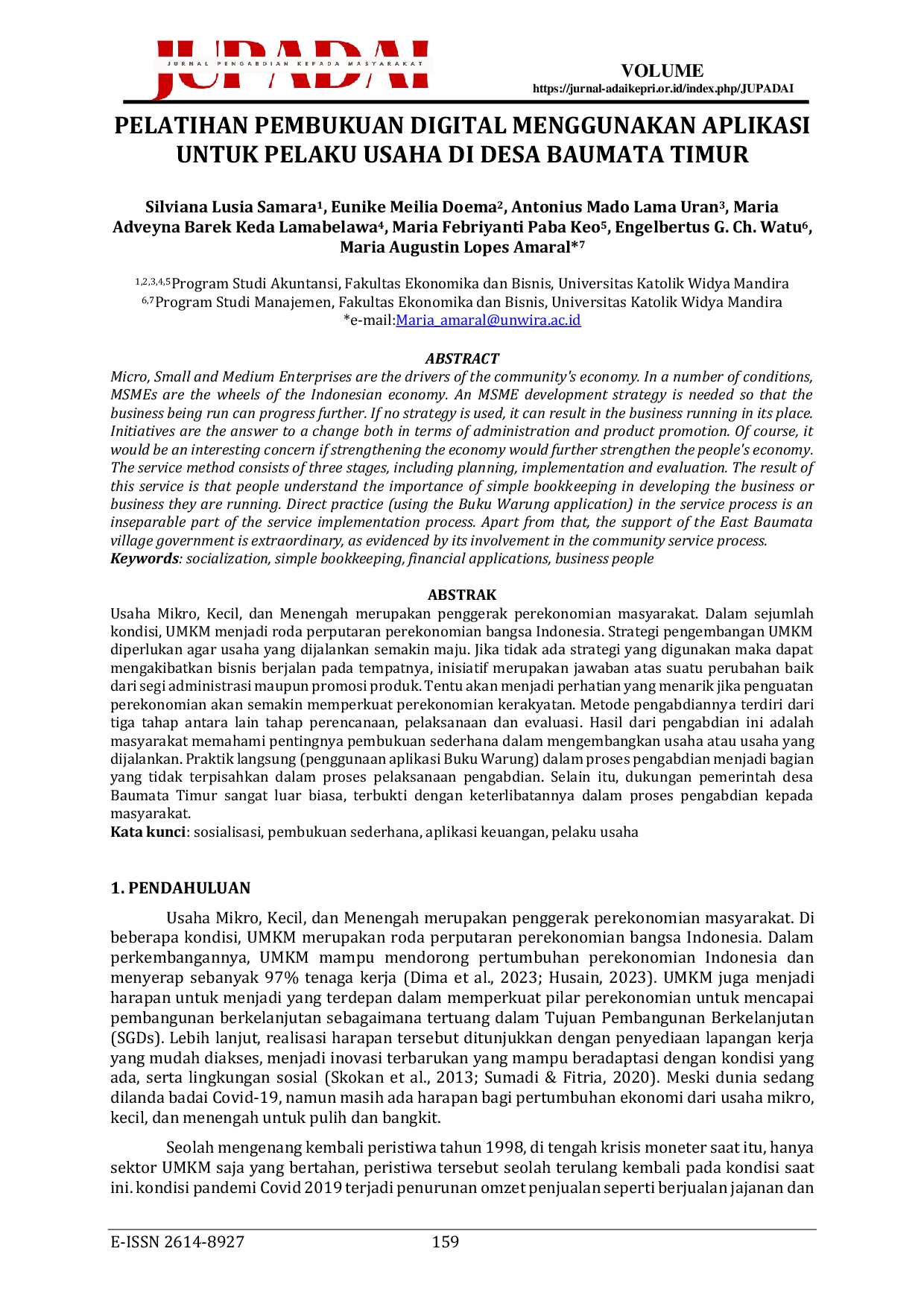 JURIS Pelatihan Pembukuan Digital Menggunakan Aplikasi untuk Pelaku Usaha di Desa Baumata Timur