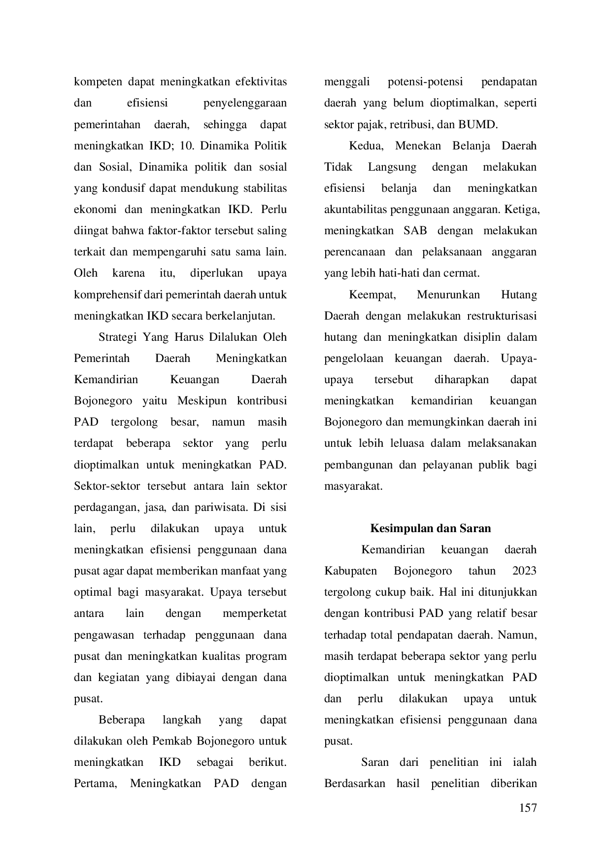 JURIS Kemandirian Keuangan Daerah Studi Kasus Kontribusi Pendapatan Asli Daerah Kabupaten Bojonegoro Tahun 2023