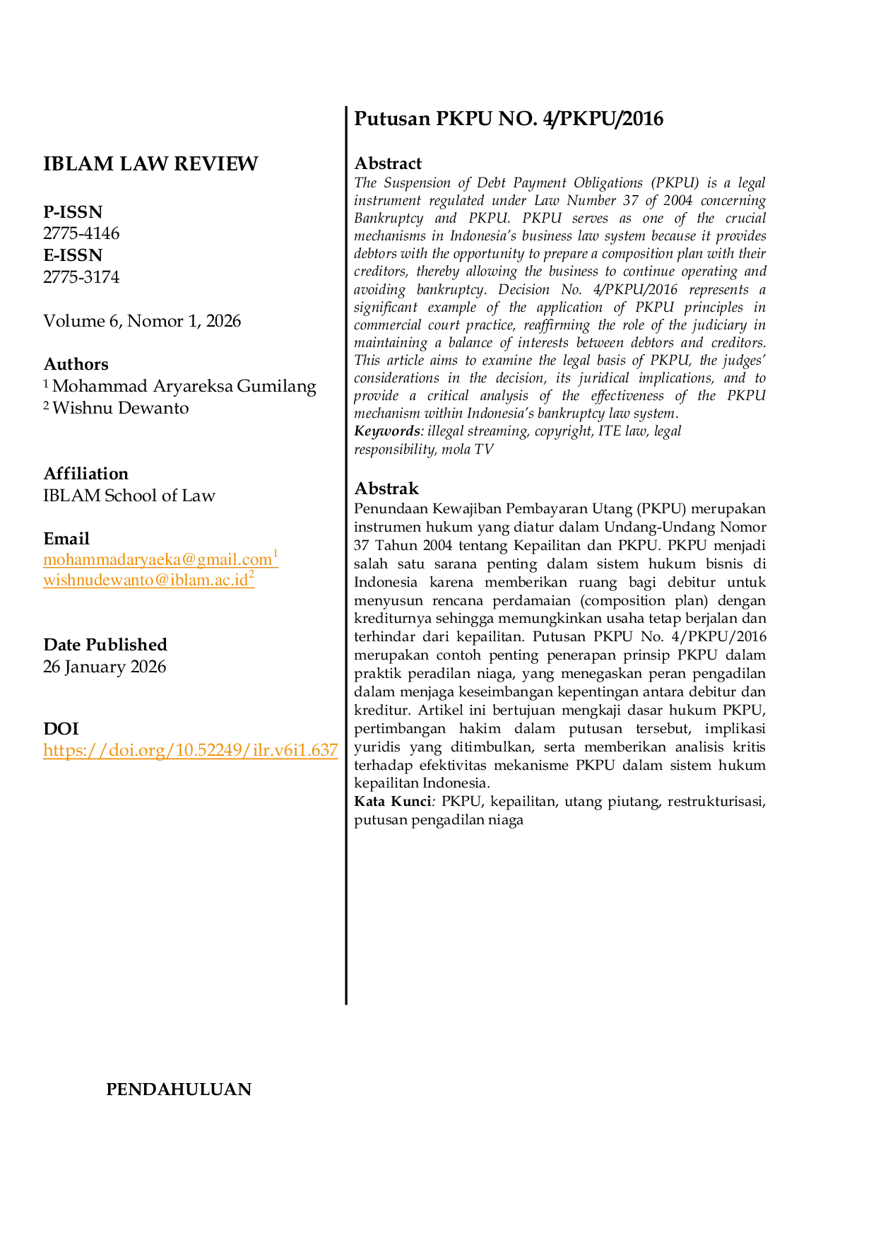 JURIS Putusan PKPU NO 4 PKPU 2016