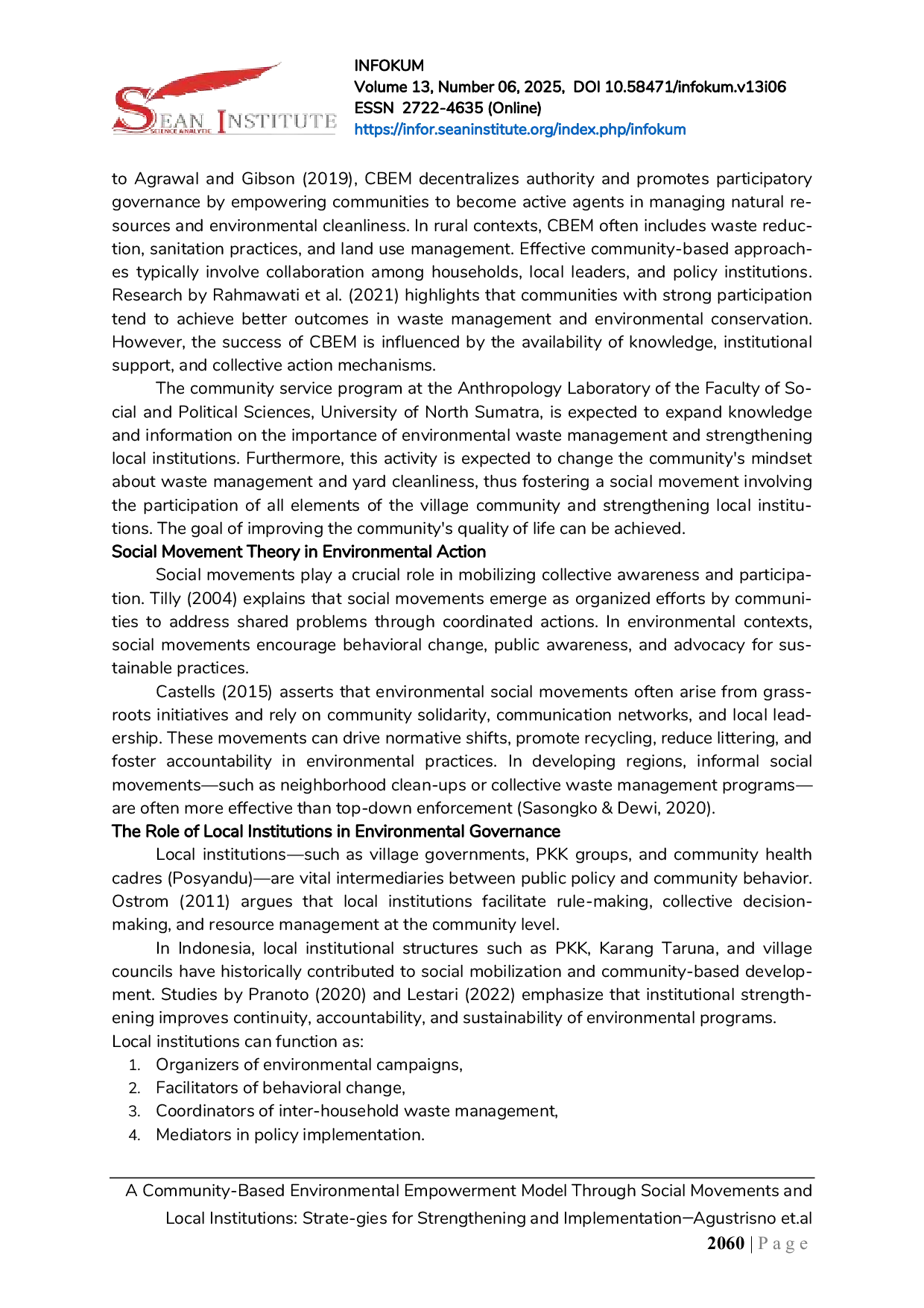 JURIS A Community Based Environmental Empowerment Model Through Social Movements and Local Institutions Strate gies for Strengthening and Implementation