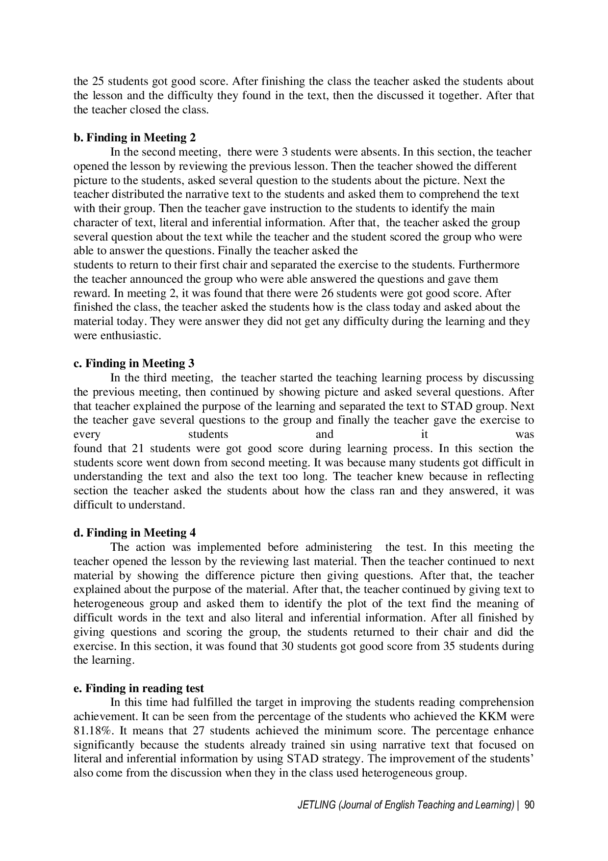 JURIS The Use of STAD Technique to Improve Students Reading Comprehension Achievement