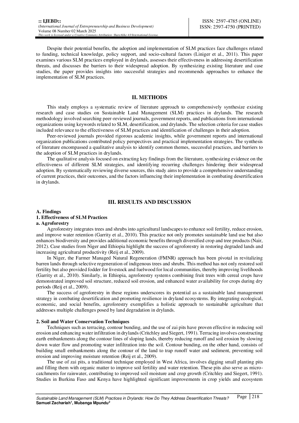 JURIS Sustainable Land Management SLM Practices in Drylands How Do They Address Desertification Threats