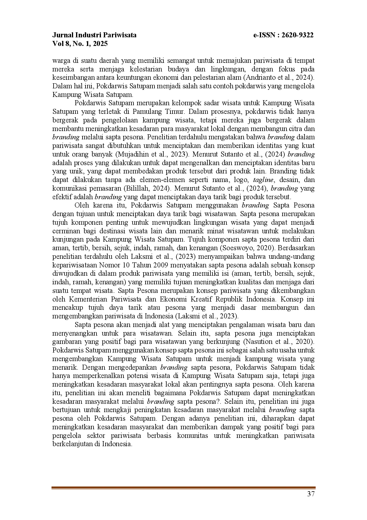 juris Pokdarwis Satupam Menggapai Kesadaran Masyarakat Melalui Branding Sapta Pesona