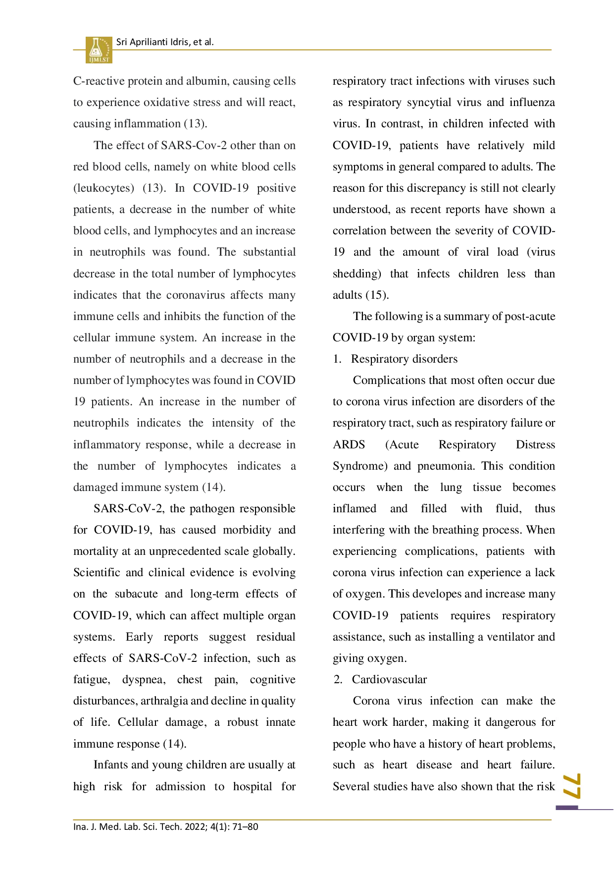 juris The Correlation Results of Examination of Hemoglobin and The Erythrocyte Index in Patients With Suspected Covid 19 in The Hospital of Kendari City