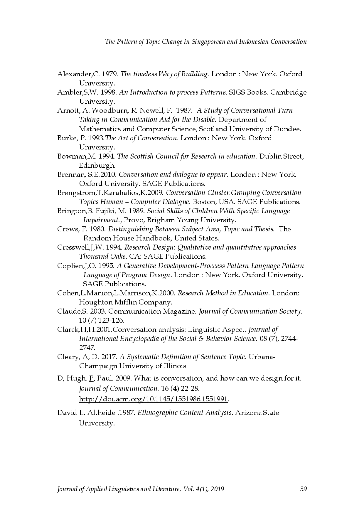 juris The Pattern of Topic Change in Singaporean and Indonesian Conversation