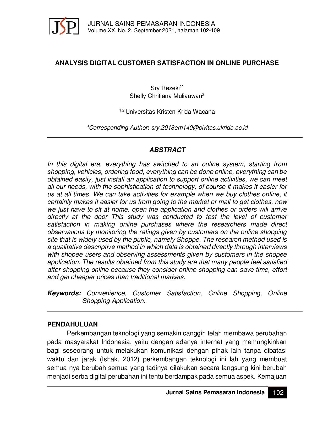 JURIS Analysis Digital Customer Satisfaction in Online Purchase