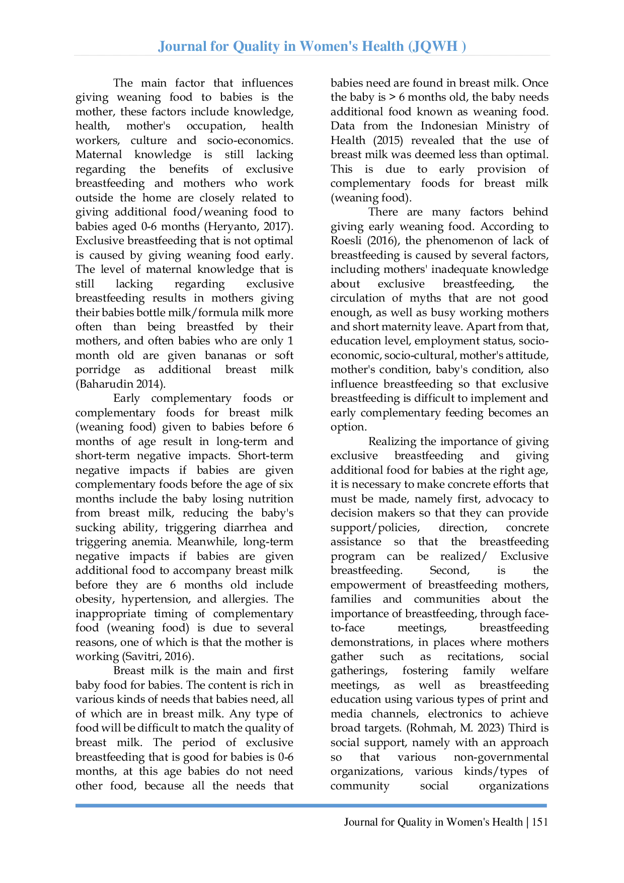 JURIS Analisis Pengetahuan Dan Pekerjaan Ibu Dalam Pemberian Makanan Pendamping ASI Dini Di Desa Tirtoudan Kecamatan Pesantren Kota Kediri