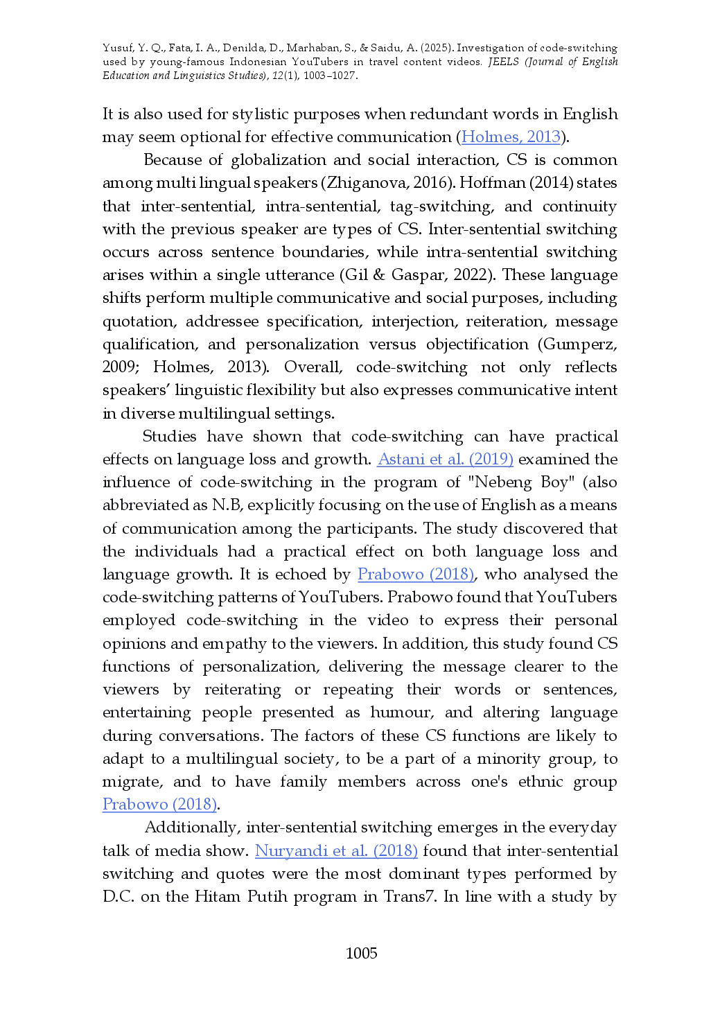 juris Investigation of Code Switching Used by Young Famous Indonesian YouTubers in Travel Content Videos