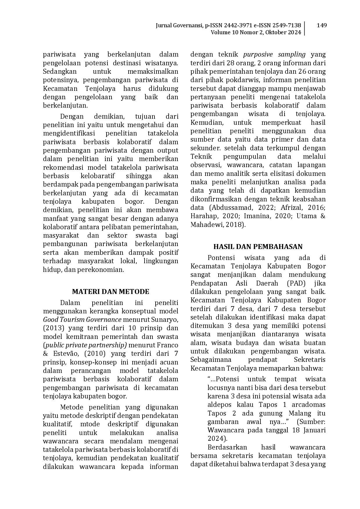 juris Model Tatakelola Pariwisata Berbasis Kolaboratif Dalam Pengembangan Pariwisata Berkelanjutan