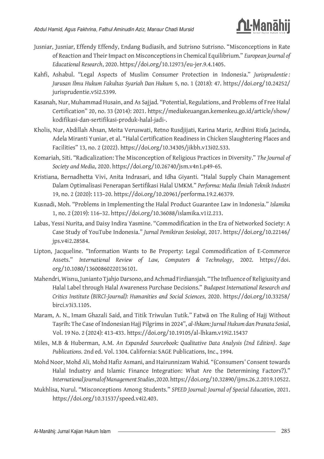 JURIS Misconception about Halal Certification Placement on Non Food Commodities State Coercion over the Territory of Ijtihad