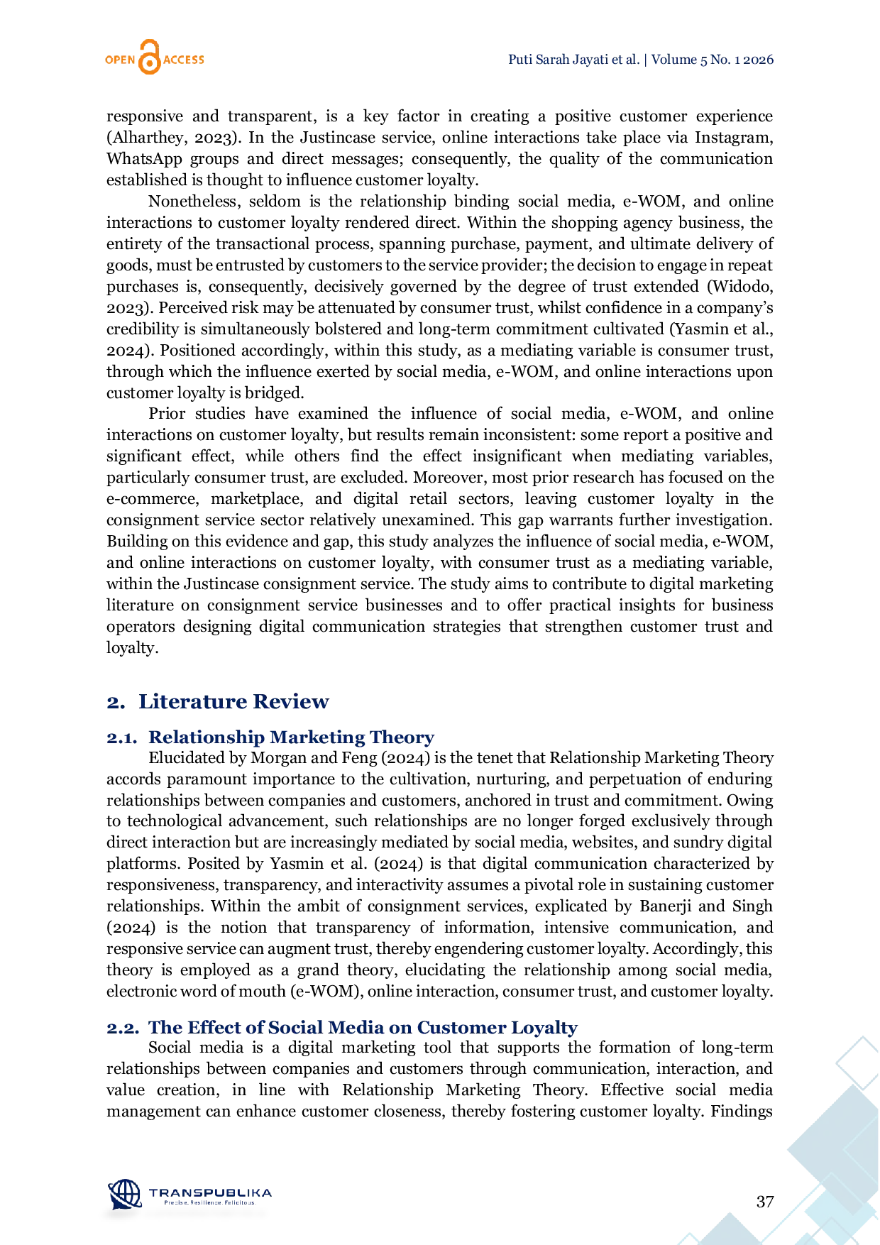 JURIS The Effects of Social Media E WOM and Online Interactions on Customer Loyalty Toward Justincase s Parcel Delivery Service Through Consumer Trust
