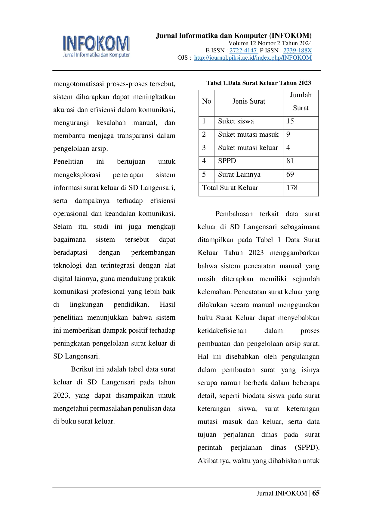 JURIS SISTEM INFORMASI SURAT KELUAR BERBASIS WEB MENGUNAKAN XAMPP DAN MySQL DI SD LANGENSARI KOTA CIMAHI