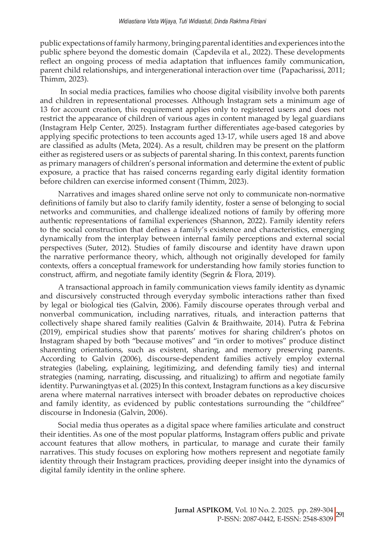 JURIS Family identity in the digital sphere Mothers narratives on public and private Instagram accounts