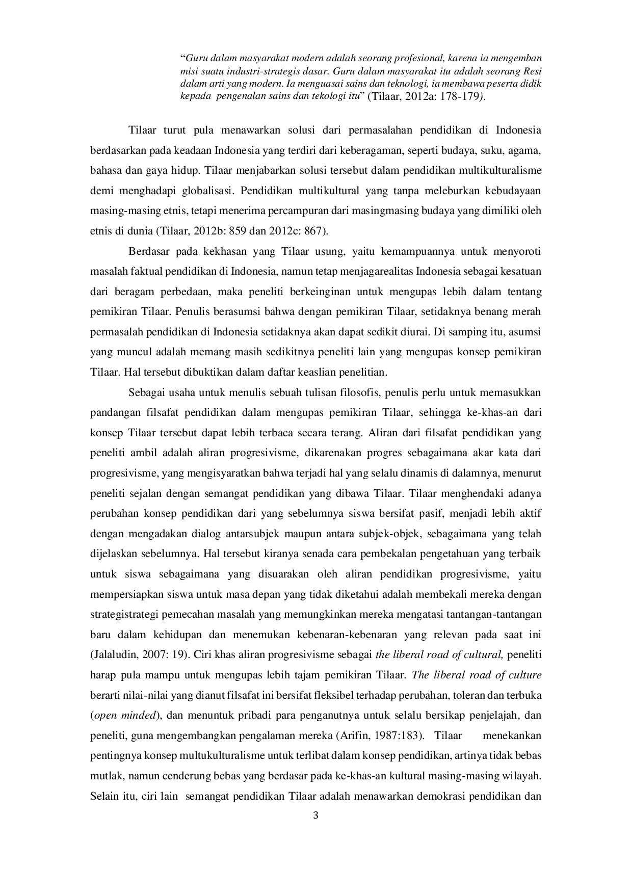 JURIS Hakikat Pendidikan H A R Tilaar dalam Perspektif Filsafat Pendidikan Progresivisme