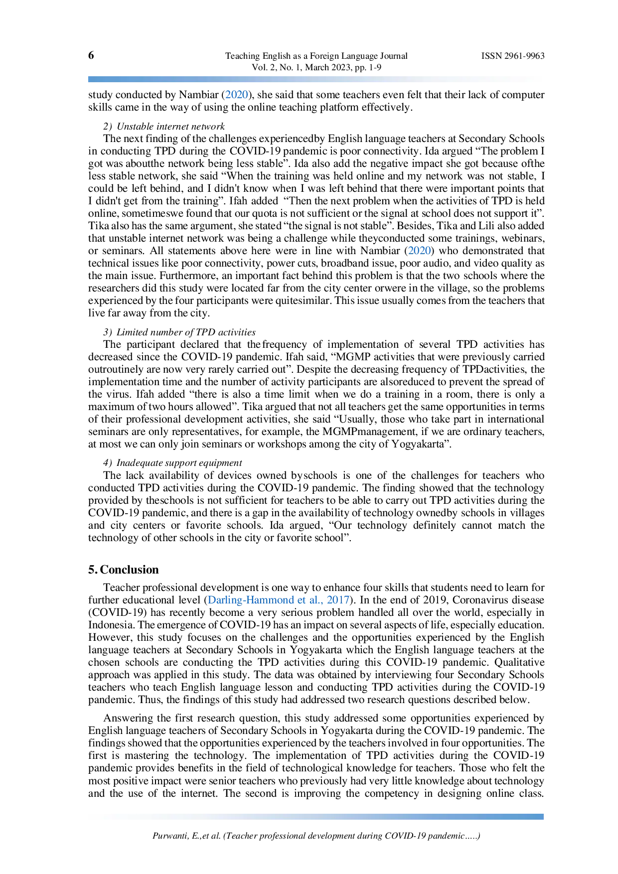 JURIS Teacher professional development during COVID 19 pandemic Opportunities and challenges